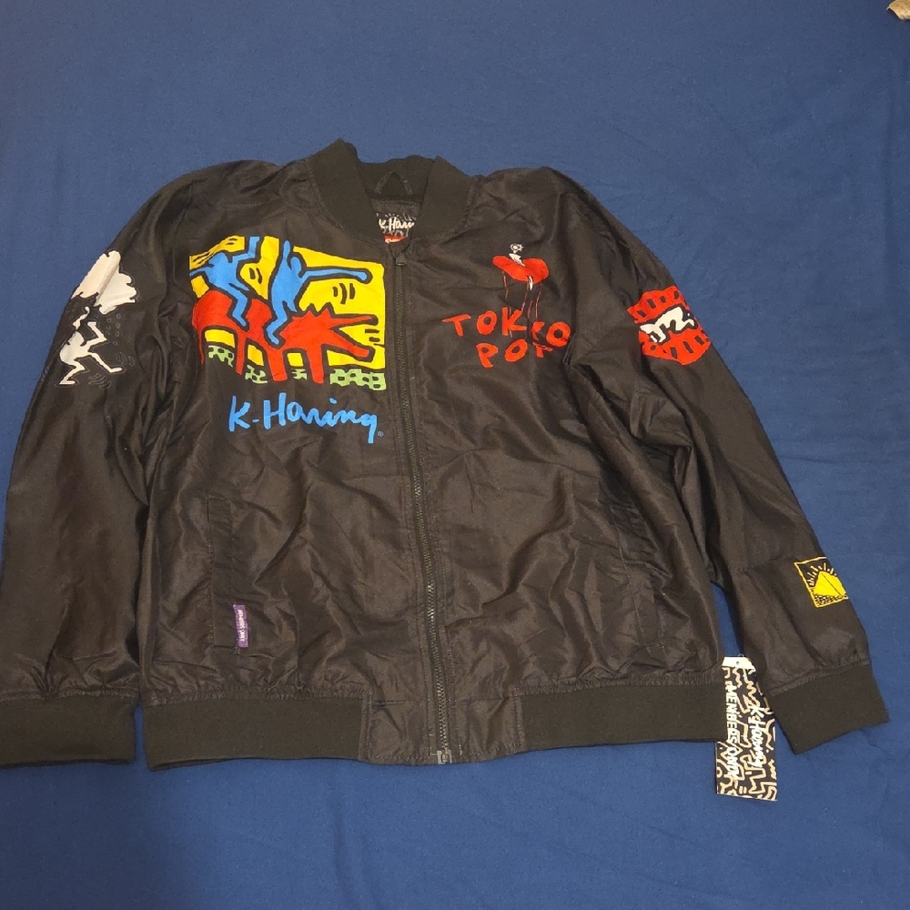 Members Only Black Kids Jacket with Colorful Graphics